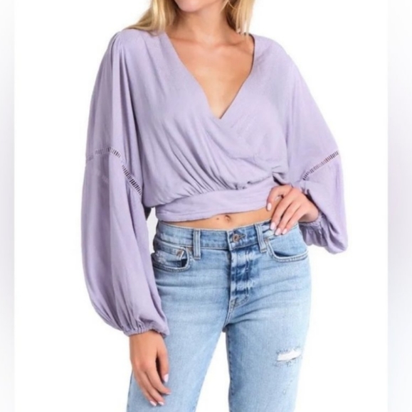 Free People Tops - Free People  Dream Girl Wrap Top Women's XS Lavender Boho Retro 90s Y2K